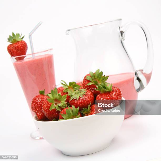 Strawberries And Strawberry Shake Stock Photo - Download Image Now - Backgrounds, Bowl, Dessert - Sweet Food