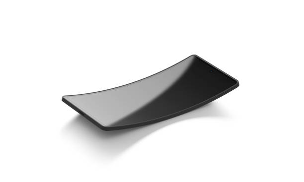 istock Blank black phone flexible curved display mockup, isolated 1468239739