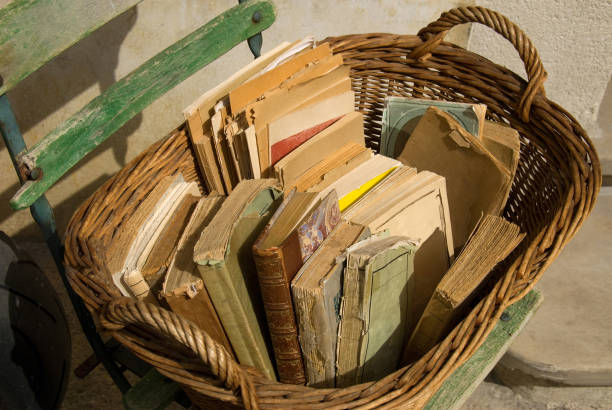 Old books in the basket