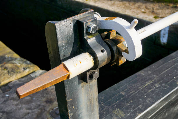 istock Canal gate opening mechanism in full sun 1468240451