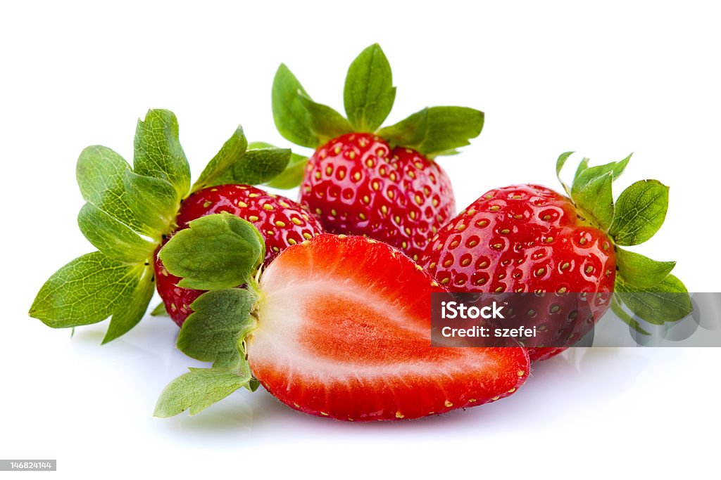 Fresh strawberries Sweet strawberries on white background. Berry Fruit Stock Photo
