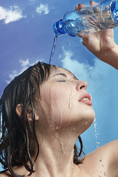 istock Thirsty woman on sky background 146824237