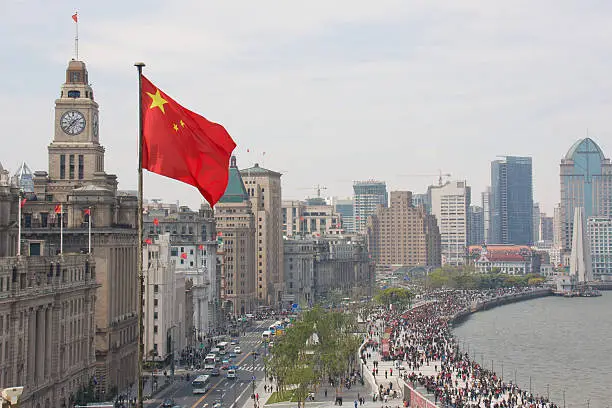 View of the historic Shanghai Financial District and Huangpu Riverfront