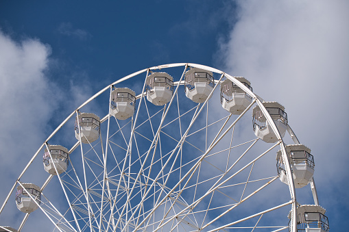 Montreal, Canada - December 24, 2019. Ferris Wheel (La Grande roue de Montreal) at the Old Port of Montreal, Canada