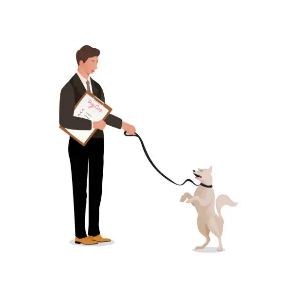 Vector illustration of Dog walking service concept. Dog care center concept.