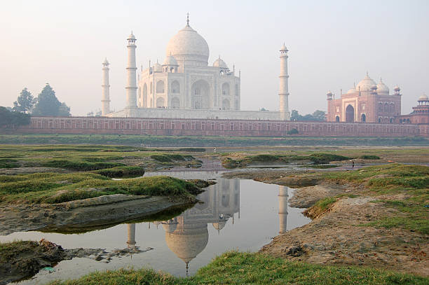 Taj Mahal at sunrise stock photo