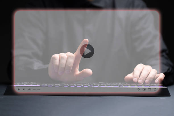 istock internet video streaming, hand push the play button on the video 1468249966