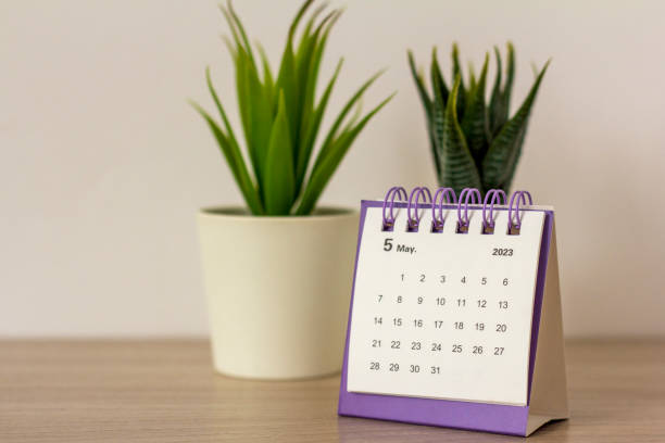 istock Desktop calendar for May 2023 on the desktop. 1468250464