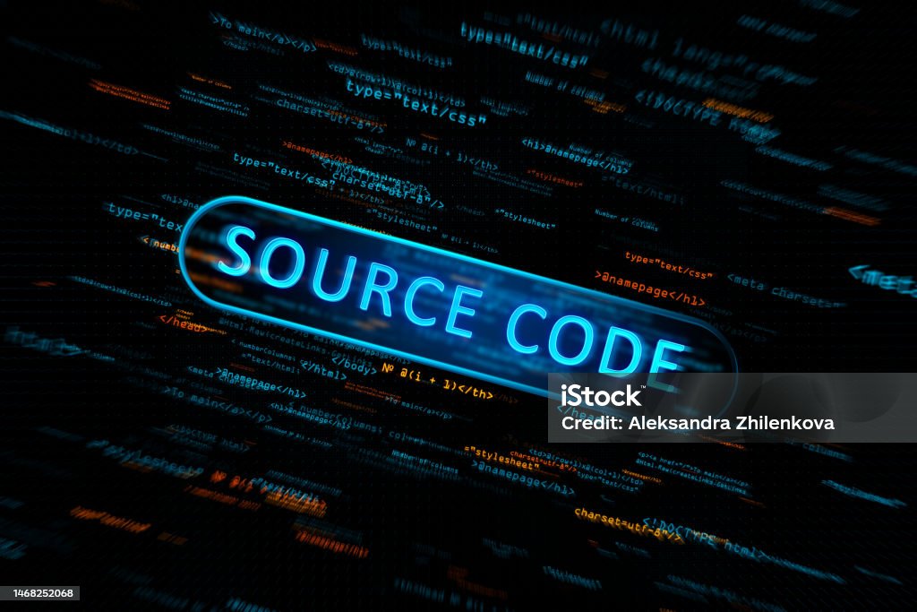 Software Source Code Concept With Programming Code And Digital Source ...