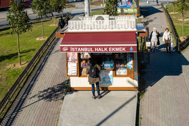 Istanbul,Turkey- February 21 ,2023:Istanbul Halk Ekmek is the company of Istanbul Metropolitan Municipality that produces bakery products.\nOffers cheap bread to the public through buffets