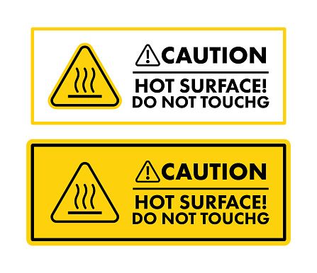 Warning sign Hot Surface, Do Not Touch. Vector stock illustration
