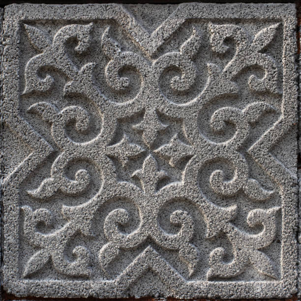 istock Antique ornament carved from gray stone 1468257865