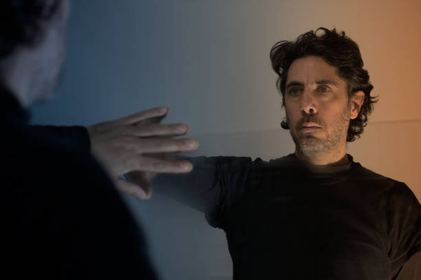 istock Intense and strong look in the mirror 1468259007