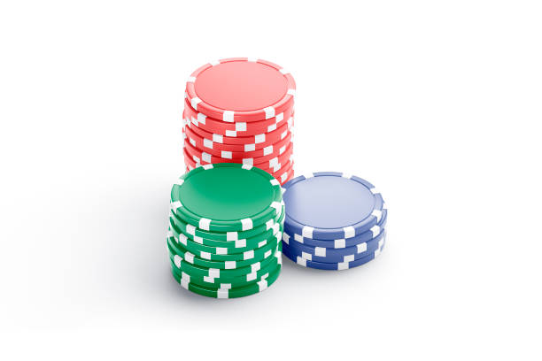 stack di mockup di chip rotondo in plastica di colore vuoto, vista laterale - token gambling chip stack red foto e immagini stock