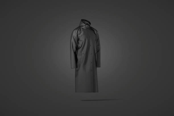 istock Blank black protective raincoat mockup on dark background 1468261105