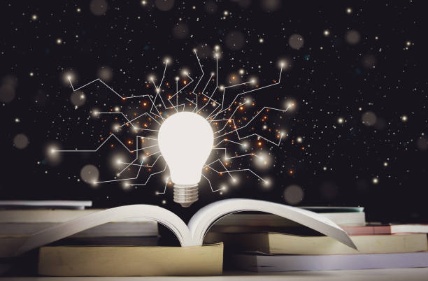 istock Light bulb floating on book white light. concept of brilliant thinking, 1468264077