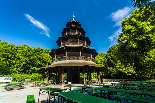 Chinese bell tower in Munich\nNote:\nMarian Column was build 1789