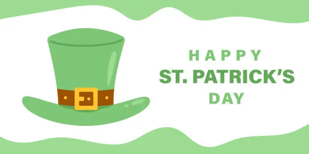 Vector illustration of Vector banner for celebrating St Patricks day. Poster with green hat and text Happy St Patricks day.