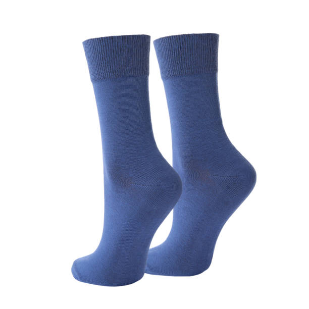 istock Pair of dark blue socks isolated on white 1468273165