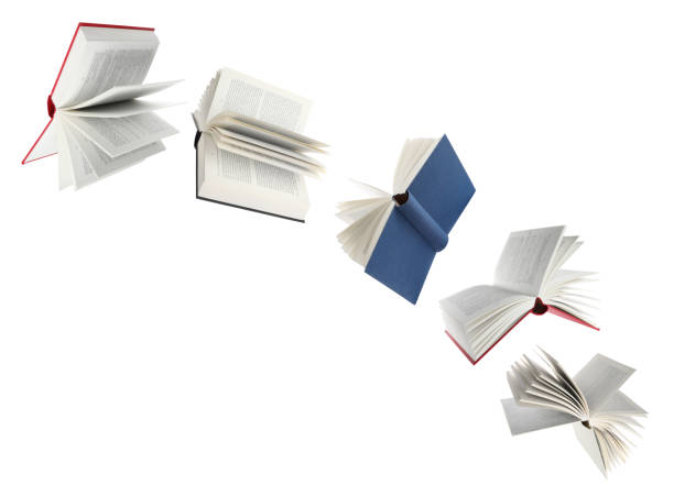 istock Many hardcover books flying on white background 1468273222