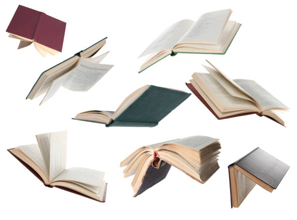 istock Many hardcover books falling on white background 1468273244