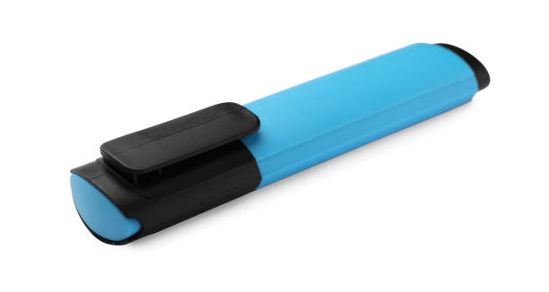 istock Bright blue marker isolated on white. Office stationery 1468273699
