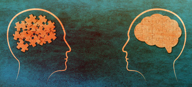 istock Different thinking, rational and irrational thinking concept. Mental health and problems with memory. 1468276623