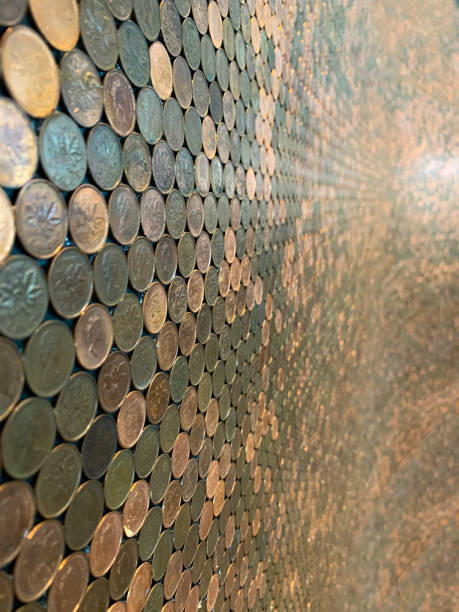 Natural Background Multi-colored Canadian penny wall canadian coin stock pictures, royalty-free photos & images