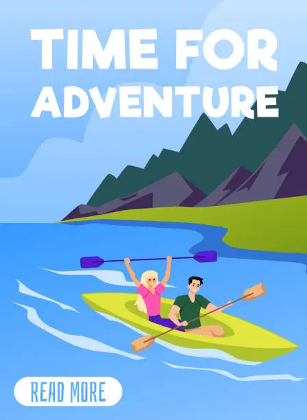 Vector illustration of Kayak adventure and tourism activity banner design flat vector illustration.