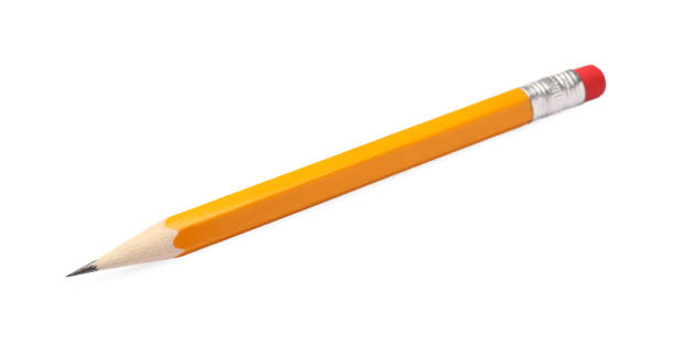 istock Short graphite pencil with eraser isolated on white. School stationery 1468279424