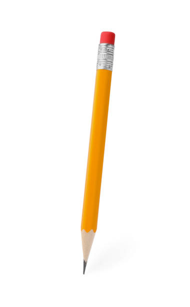 istock Short graphite pencil with eraser isolated on white. School stationery 1468279838