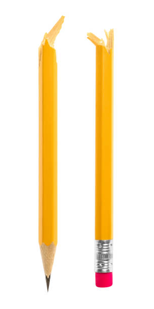 istock Broken graphite pencil on white background. School stationery 1468279854