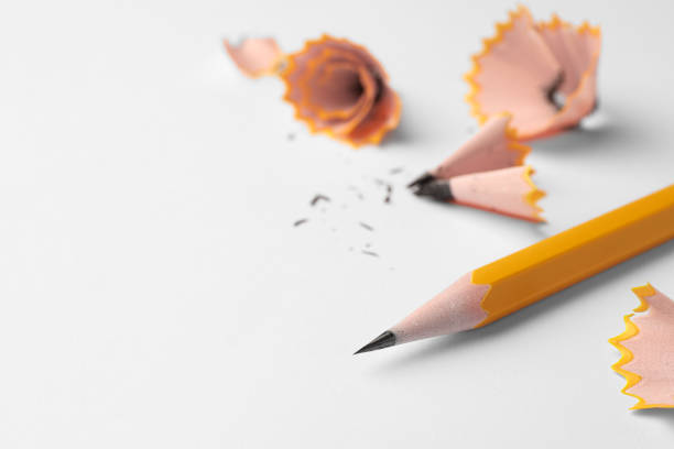 solution, minimal concept. Pencil with shavings light bulb shape