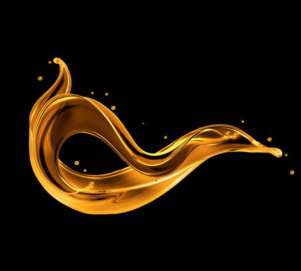 istock Beautiful oily liquid splashes on a black background 1468280016