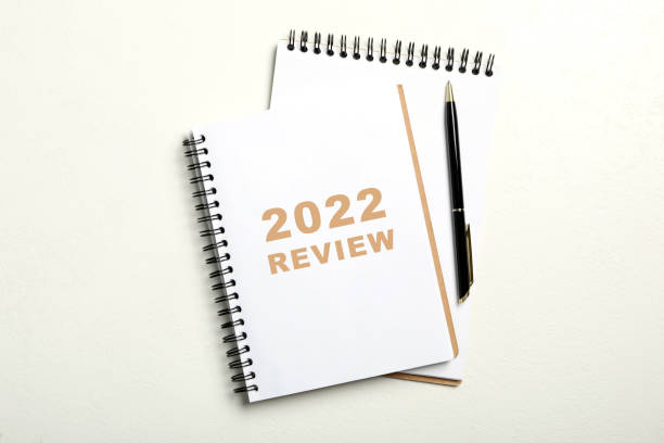 istock Text 2022 Review written in notebook and pen on white background, top view 1468282486