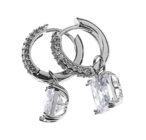 istock Luxury earrings on white background. Elegant jewelry 1468283607
