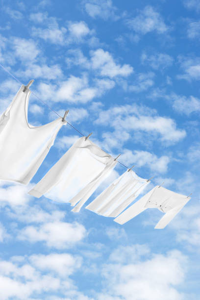 istock Different clothes drying on washing line against sky 1468285994