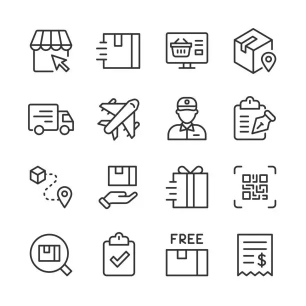 Vector illustration of Delivery Icons — Monoline Series