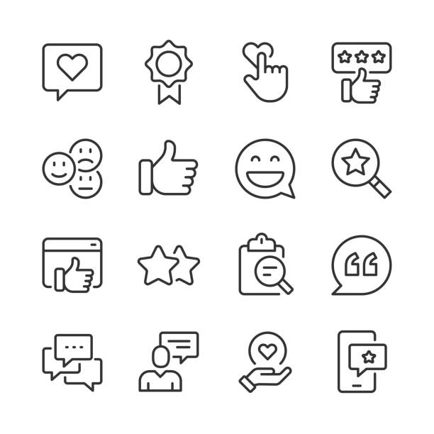 ilustrações, clipart, desenhos animados e ícones de ícones de feedback e depoimentos — série monoline - clipboard symbol computer icon form