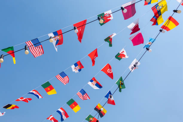 A national flag is a flag that represents the symbols of countries and territories. Usually, the national flag is determined by the government of the country and the rules for using it. stock photo