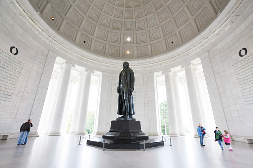 Washington, DC - November 09, 2007. Statue of US president Thomas Jefferson inside Jefferson Memorial monument, Washington DC