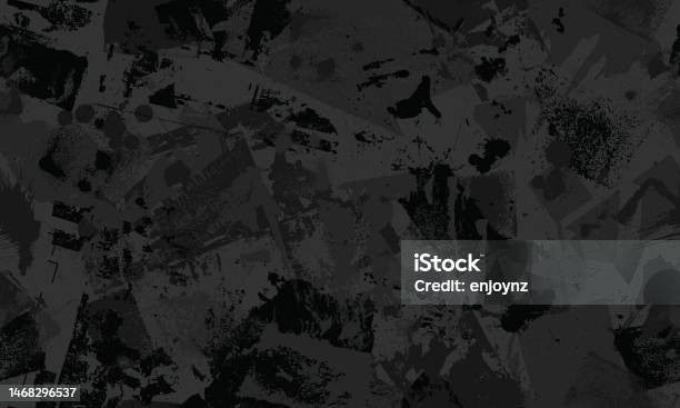 Seamless Camouflaged Black Grunge Textures Wallpaper Background Stock Illustration - Download Image Now