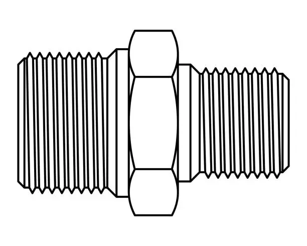 Vector illustration of Hose pipes outline adapter