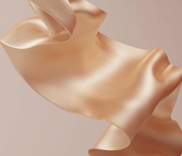 istock Flying fabric, dynamic cloth gold color, abstract scarf movement 3d rendering 1468298636