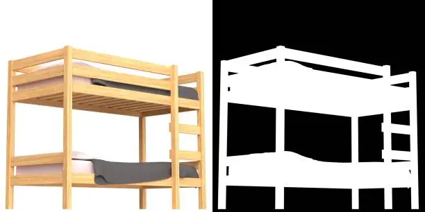 3D rendering illustration of a bunk bed