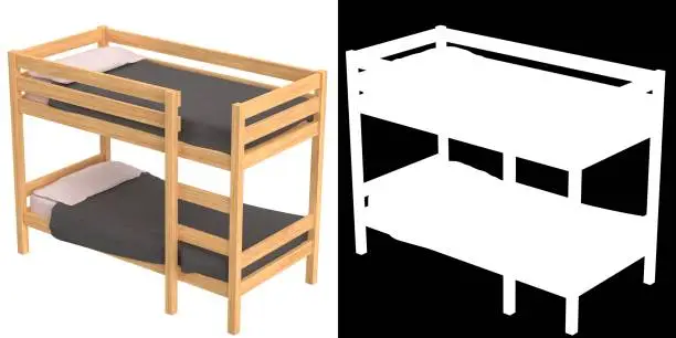 3D rendering illustration of a bunk bed