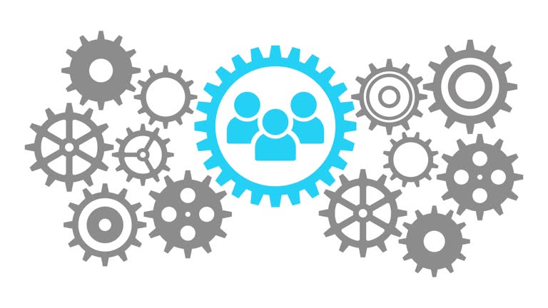 Business gear mechanism concept with teamwork icon