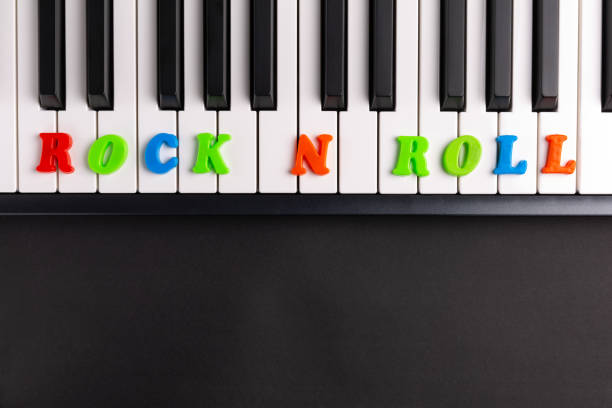istock The word Rock n roll is composed of multicolored letters on the piano keys. Copy space. 1468307092