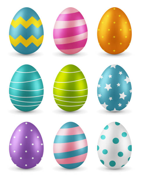 Easter Eggs Colorful Easter eggs on white background. egg stock illustrations