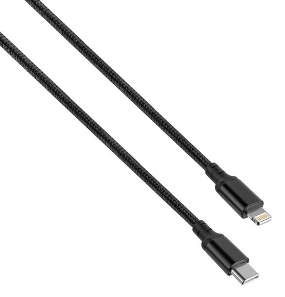 cable with Type-C connector and Lightning on a white background